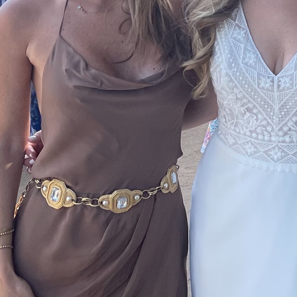 Taupe Drape Dress​ - Picture 2 of 6
